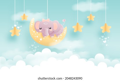 Bebé de nube animal, elefante dormido