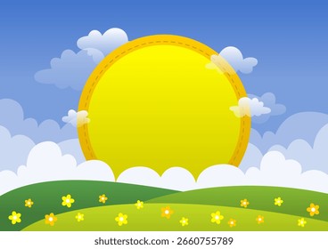 cloud background with cute round blank banner