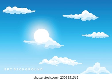 Cloud Background Design, Sky Landscape Illustration, Decoration Vector, Banners And Posters