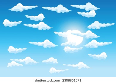 Cloud Background Design, Sky Landscape Illustration, Decoration Vector, Banners And Posters