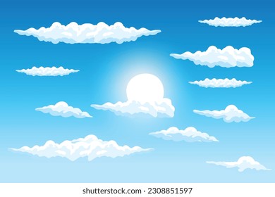 Cloud Background Design, Sky Landscape Illustration, Decoration Vector, Banners And Posters