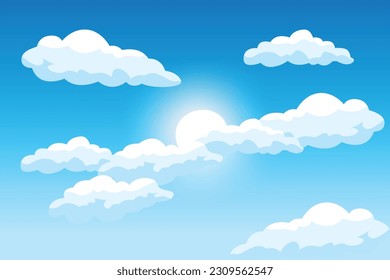 Cloud Background Design, Sky Landscape Illustration, Decoration Vector, Banners And Posters