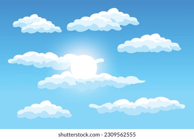 Cloud Background Design, Sky Landscape Illustration, Decoration Vector, Banners And Posters