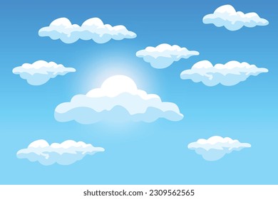 Cloud Background Design, Sky Landscape Illustration, Decoration Vector, Banners And Posters