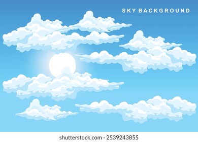 Cloud Background Design, Sky Landscape Illustration, Decoration Vector, Banners And Posters