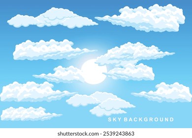 Cloud Background Design, Sky Landscape Illustration, Decoration Vector, Banners And Posters