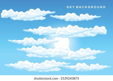 Cloud Background Design, Sky Landscape Illustration, Decoration Vector, Banners And Posters