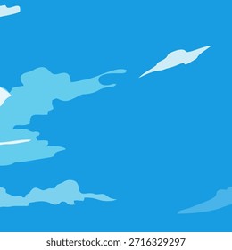 Cloud background on a blue sky. Blue sky and white clouds in a flat style. Vector illustration.