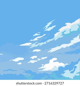 Fondo de la nube en un cielo azul. Cielo azul y nubes blancas en un estilo plano. Ilustración vectorial.