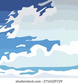 Cloud background on a blue sky. Blue sky and white clouds in a flat style. Vector illustration.