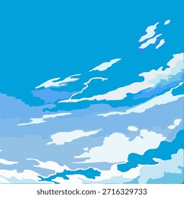 Fondo de la nube en un cielo azul. Cielo azul y nubes blancas en un estilo plano. Ilustración vectorial.