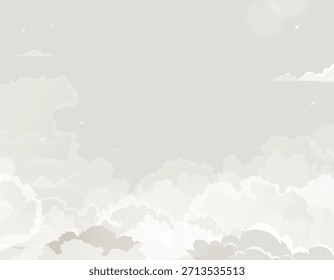 Cloud Background With Sky Illustration And Abstract Vector Design. Beach Summer Banner For Fashion And Nature, Spring Landscape With Light Space And Clouds For Seasonal Creative Design.