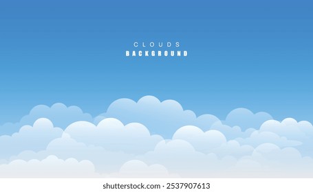 Fundo da nuvem. Nuvens brancas e céu azul. Banner de gradiente da natureza, tempo e paisagem nublada. Modelo de luz para tela de fundo.