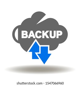 Cloud Backup Arrow Upload Download Data Icon Vector. Information Internet Online Recovery Storage Technology Logo.