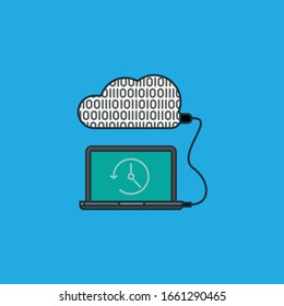 Cloud backup by wire from laptop computer vector illustration for Backup Day on March 31st. Data safety symbol.