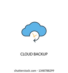 Cloud Backup concept 2 colored line icon. Simple yellow and blue element illustration. Cloud Backup concept outline symbol design