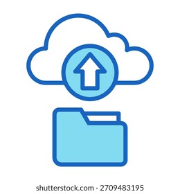 Icono de copia de seguridad en la nube Color azul Estilo Ilustración vectorial