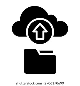 Ilustración vectorial de estilo de glifo de icono de copia de seguridad en la nube