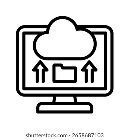 Cloud Backup icon line vector illustration
