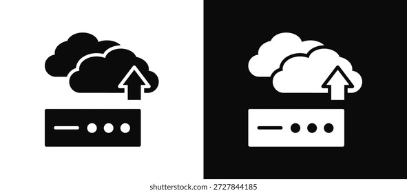 Ícone De Backup Em Nuvem Definido Em Preto-E-Branco