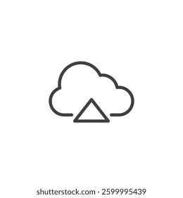 Cloud Backup line icon. linear style sign for mobile concept and web design. A cloud with an upward arrow outline vector icon. Symbol, logo illustration. Vector graphics