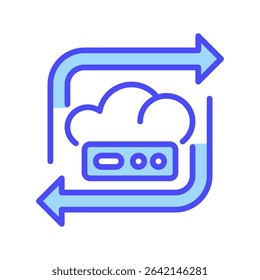 Cloud Backup Line Icon, Outline Symbol for Online Data Protection, Disaster Recovery, File Sync, and Secure Cloud Storage Solutions. Vector Sign Icon.