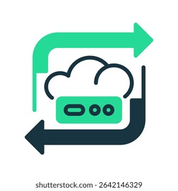 Cloud Backup Line Icon, Outline Symbol for Online Data Protection, Disaster Recovery, File Sync, and Secure Cloud Storage Solutions. Vector Sign Icon.