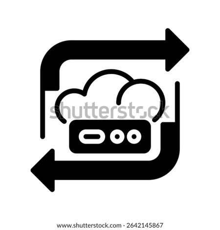 Cloud Backup Line Icon, Outline Symbol for Online Data Protection, Disaster Recovery, File Sync, and Secure Cloud Storage Solutions. Vector Sign Icon.
