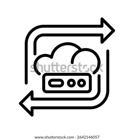 Cloud Backup Line Icon, Outline Symbol for Online Data Protection, Disaster Recovery, File Sync, and Secure Cloud Storage Solutions. Vector Sign Icon.