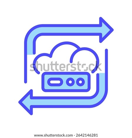 Cloud Backup Line Icon, Outline Symbol for Online Data Protection, Disaster Recovery, File Sync, and Secure Cloud Storage Solutions. Vector Sign Icon.