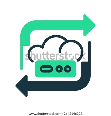 Cloud Backup Line Icon, Outline Symbol for Online Data Protection, Disaster Recovery, File Sync, and Secure Cloud Storage Solutions. Vector Sign Icon.
