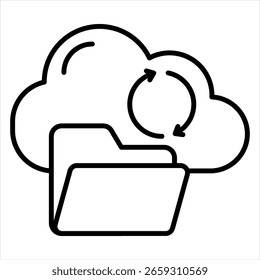 Cloud Backup Outline Icon Vector Illustration