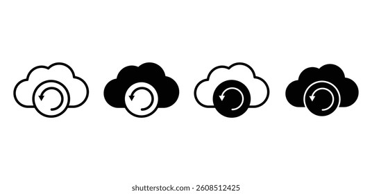 Cloud Backup and Restore Icons Black and White Color Vector Design Set