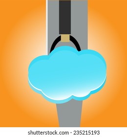 Cloud bag in hand a man - concept ideas with vintage color