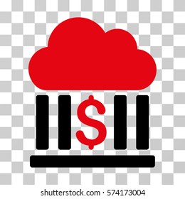 Cloud Bank icon. Vector illustration style is flat iconic bicolor symbol, intensive red and black colors, transparent background. Designed for web and software interfaces.