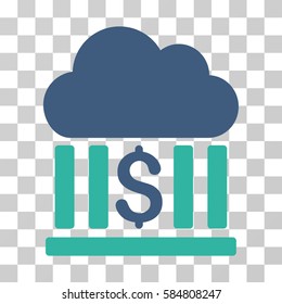 Cloud Bank icon. Vector illustration style is flat iconic bicolor symbol, cobalt and cyan colors, transparent background. Designed for web and software interfaces.