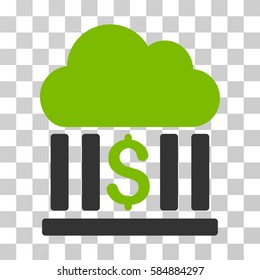 Cloud Bank icon. Vector illustration style is flat iconic bicolor symbol, eco green and gray colors, transparent background. Designed for web and software interfaces.