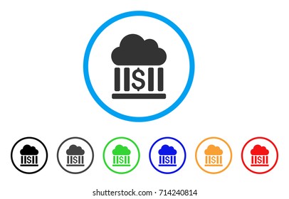 Cloud Bank icon. Vector illustration style is a flat iconic cloud bank grey rounded symbol inside light blue circle with black, gray, green, blue, red, orange color variants.