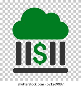 Cloud Bank icon. Vector pictogram style is a flat symbol, color, chess transparent background. Designed for software and web interface toolbars and menus.