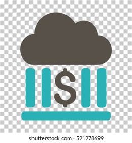 Cloud Bank icon. Vector pictograph style is a flat symbol, color, chess transparent background. Designed for software and web interface toolbars and menus.
