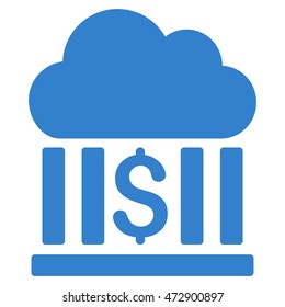Cloud Bank icon. Vector style is flat iconic symbol with rounded angles, cobalt color, white background.
