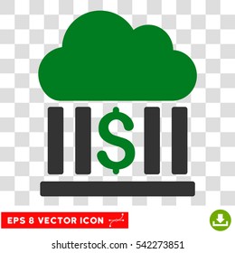 Cloud Bank vector icon. Image style is a flat green and gray iconic symbol.