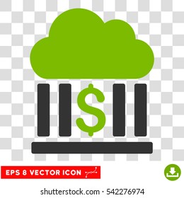 Cloud Bank vector icon. Image style is a flat eco green and gray pictograph symbol.