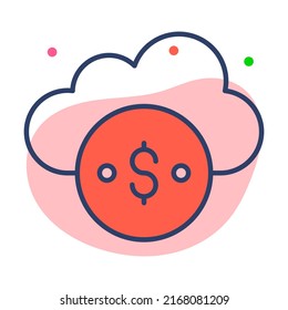 cloud banking Finance Related Vector Line Icon. Editable Stroke Pixel Perfect.
