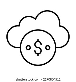 cloud banking Finance Related Vector Line Icon. Editable Stroke Pixel Perfect.