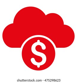 Cloud Banking icon. Vector style is flat iconic symbol with rounded angles, red color, white background.