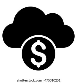 Cloud Banking icon. Vector style is flat iconic symbol with rounded angles, black color, white background.