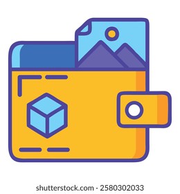 A cloud based blockchain digital storage icon representing secure online data storage
