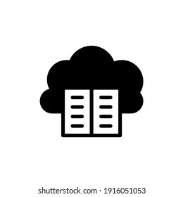 Cloud-basiertes Buch-Symbol im Stil von Glyph. Symbole für Online-Lernen und Heimstudio.