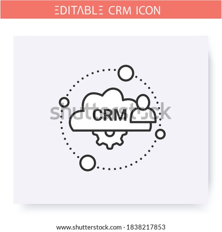 Cloud based CRM line icon. Remote accessible operational CRM system. Automating workflow processes.Customer relationship management. Isolated vector illustration. Editable stroke 